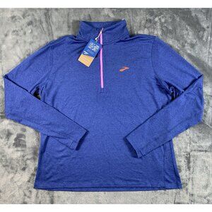 Brooks Womens Blue Dash 1/2 Zip 2.0 Pullover Running Shirt Long Sleeve Size XL